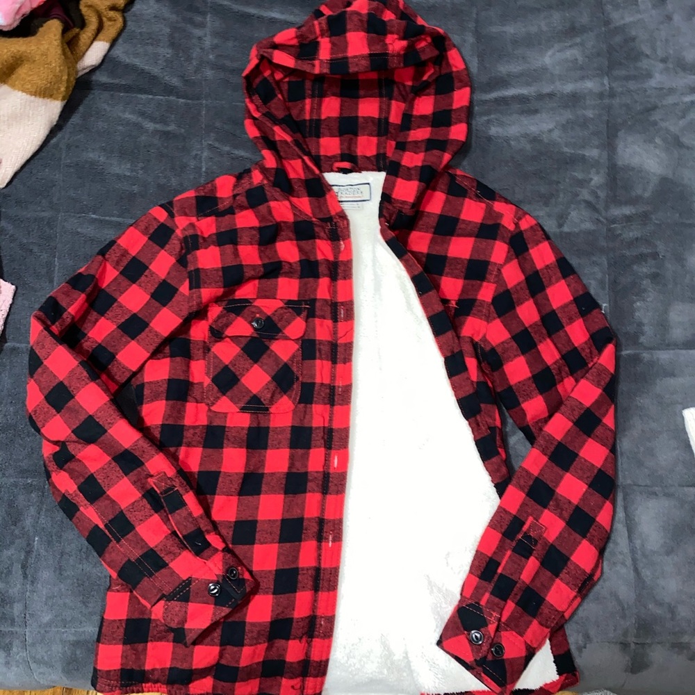Red and black Hooded lined flannel